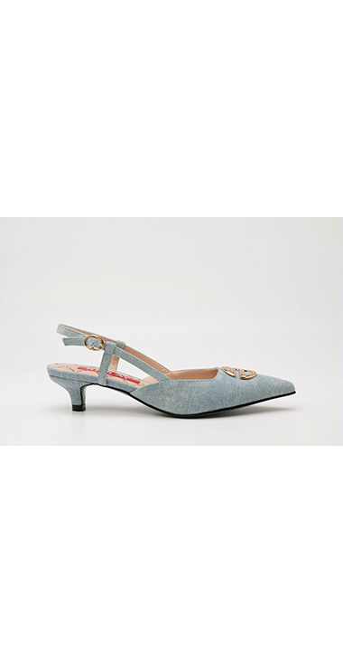 ライトブルーデニムスリングバック